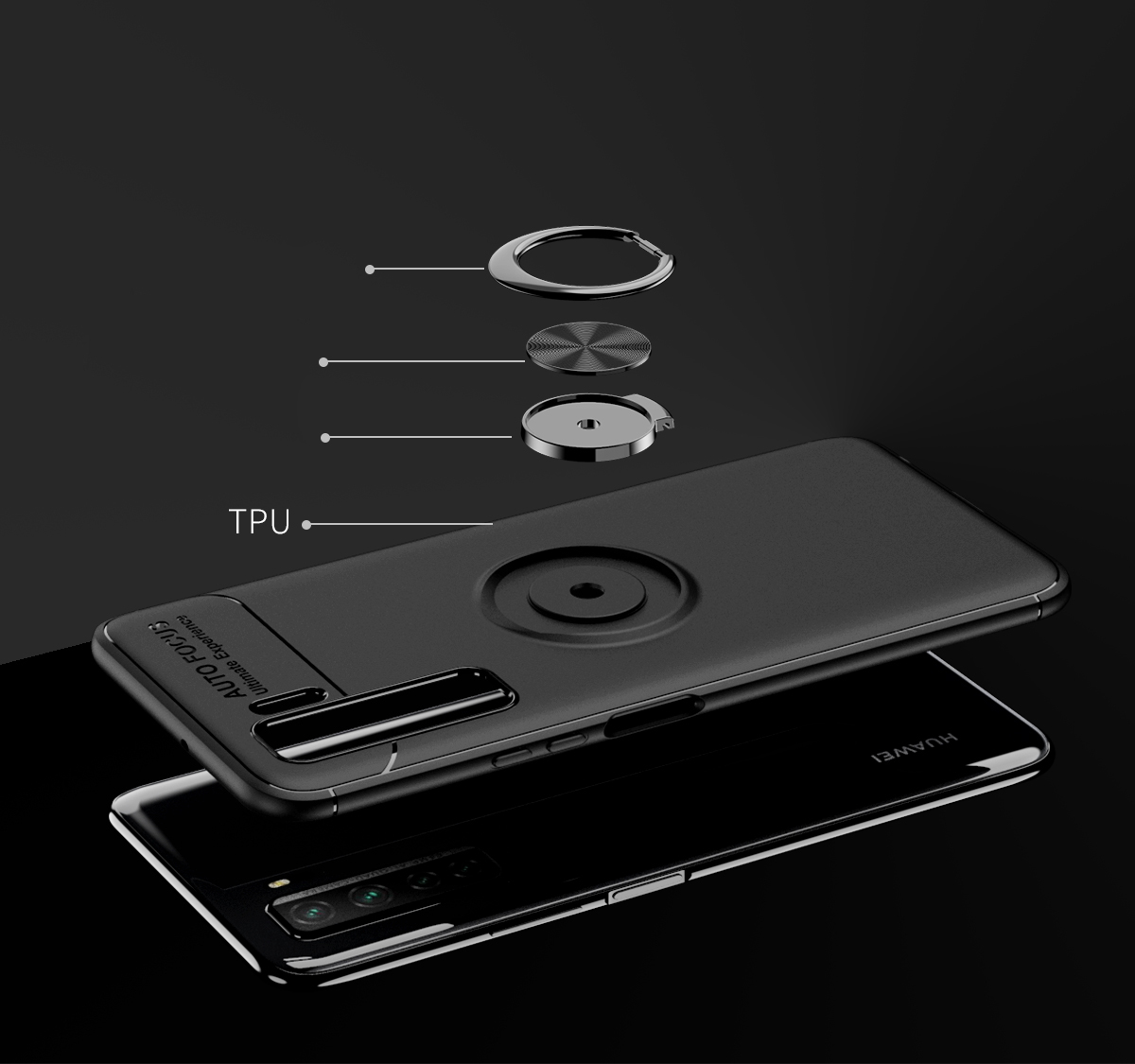 Case Huawei Nova 7 SE / Pre-order * เคสแหวนนิ้วขาตั้งโทรศัพท์ TPU หมุนได้ 360 องศา *