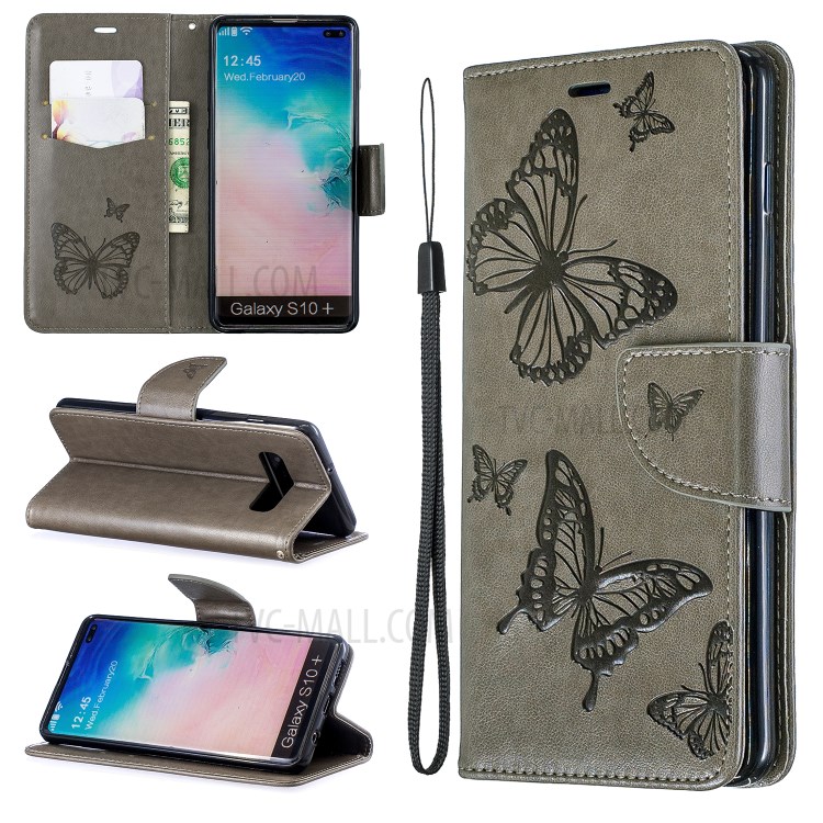 Case Samsung Galaxy S10 Plus / Pre-Order * เคสกระเป๋าสตางค์หนังแท้ลายผีเสื้อ *