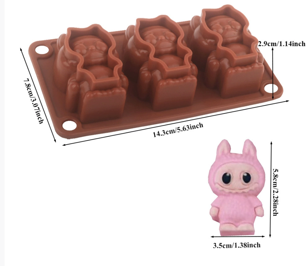 แม่พิมพ์ซิลิโคน ลาลาบูบู้ 3 ช่อง 3.5*6*2.8 cm 37g 005303