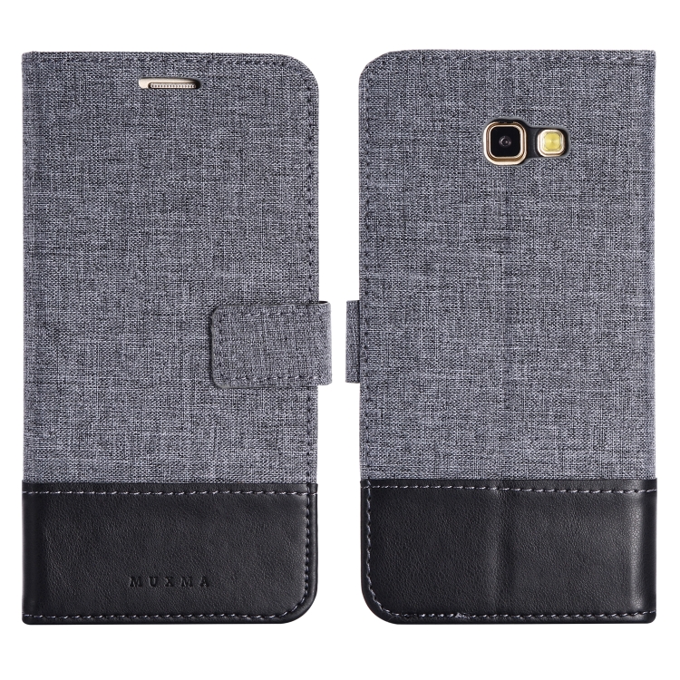 Case Samsung Galaxy A7 2017 / Pre-order * MUXMA MX102 ซองหนังผ้าใบพลิกแนวนอนพร้อมขาตั้งและช่องเสียบการ์ดและกระเป๋าสตางค์ *