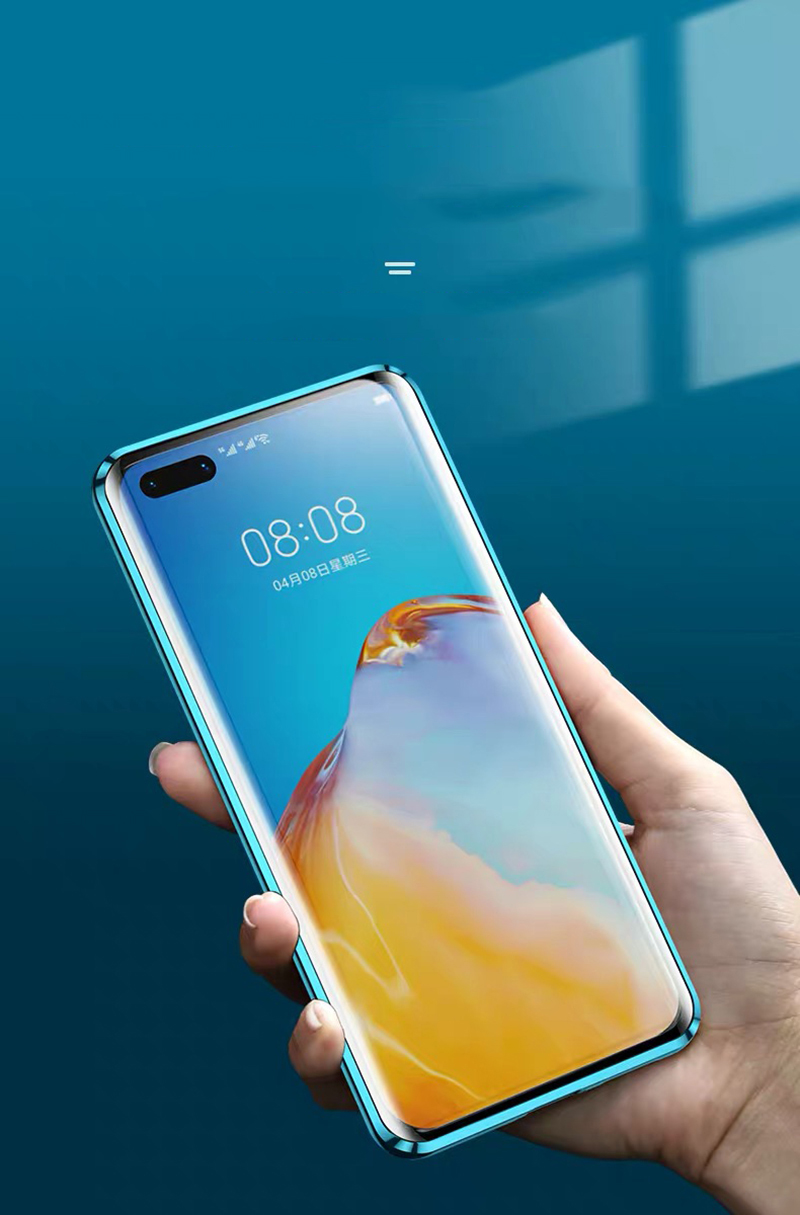 Case Huawei P40 Pro / Pre-order * เคสกรอบโลหะดูดซับแม่เหล็ก + กระจกปกหลัง Combo *