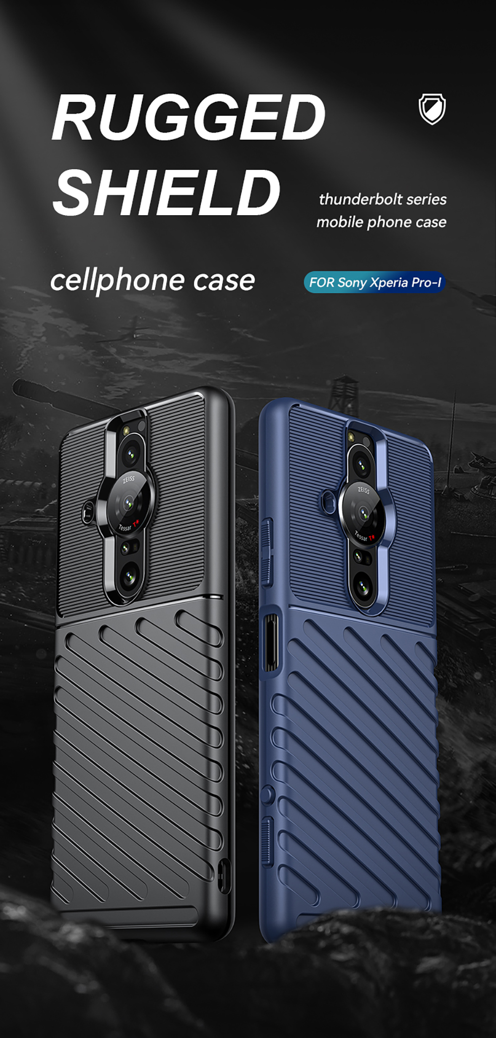 Case Sony Xperia Pro-I # Pre-Order * Thunder Series Twill Texture Reinforced Drop Protection เคสหลัง TPU แบบยืดหยุ่น *