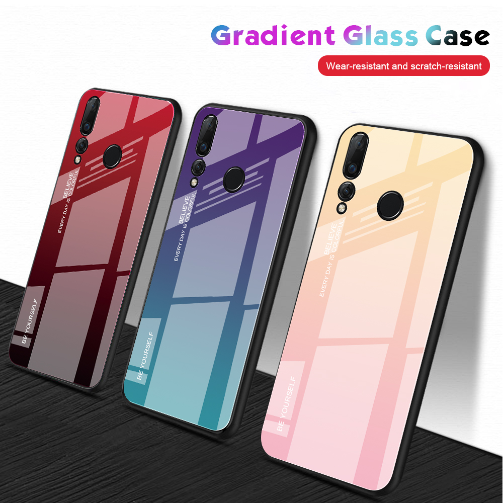 Case Huawei Nova 4 / Pre-Order * เคส + กระจกนิรภัยปกหลัง TPU + PC ไล่โทนสีไร้รอยขีดข่วน *