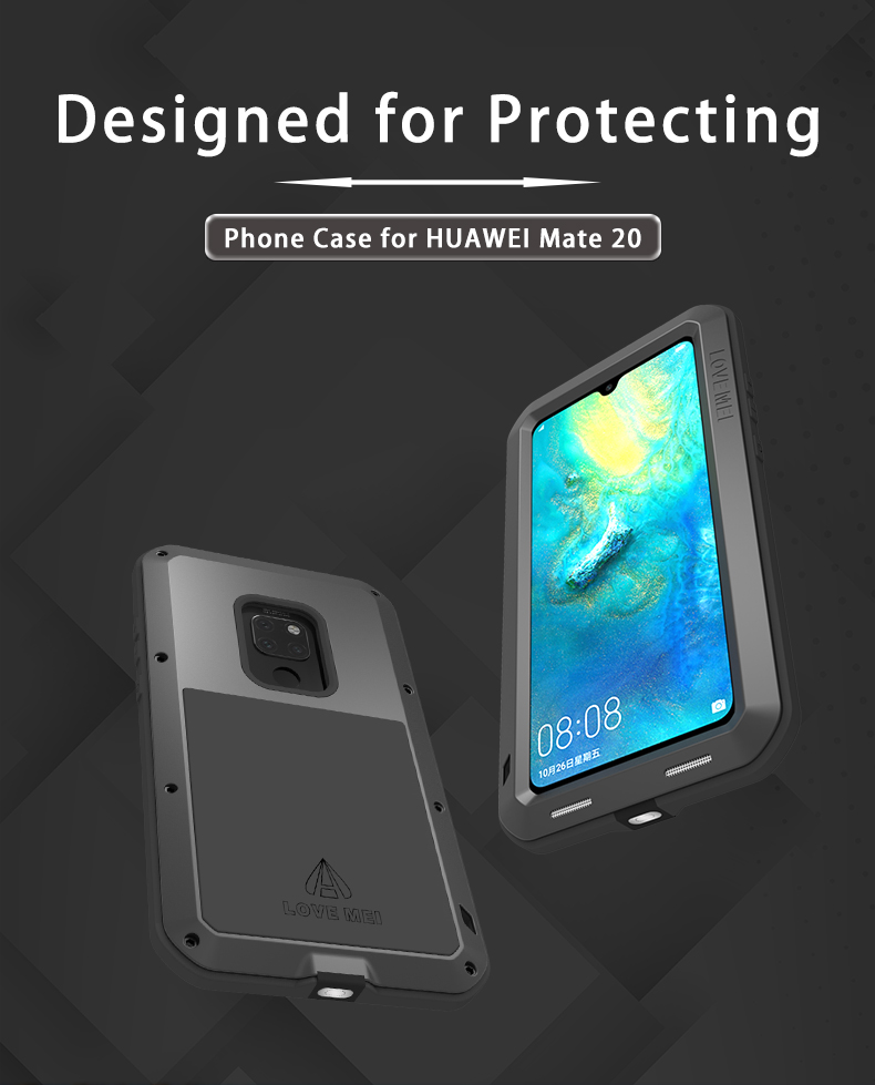 Case Huawei Mate 20 / Pre-order * LOVE MEI วัสดุ: โลหะ + ซิลิโคน มีคุณสมบัติกันกระแทกป้องกันฝุ่นละอองและมีคุณสมบัติกันน้ำ *