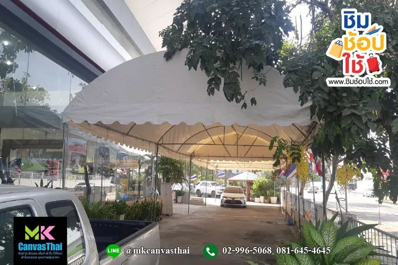 เต็นท์โค้ง ขนาด กว้าง5เมตร x ยาว10 เมตร สูง2.5เมตร เต็นท์ผ้าใบทรงโค้ง เต็นท์ทรงโค้ง เต็นท์งานพิธี เต็นท์งานวัด เต็นท์จอดรถ