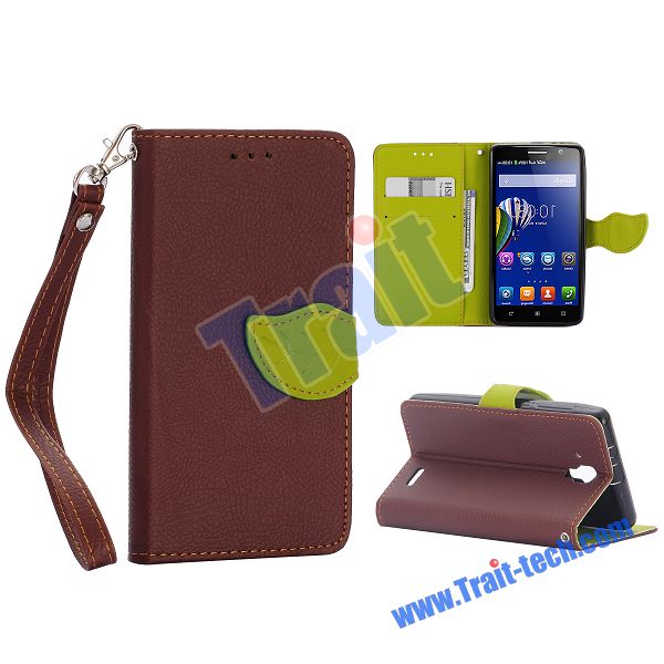 Case Lenovo A536 / Pre-order * เคสหนังผิวลิ้นจี่ ปิดด้วยรูปใบไม้ *