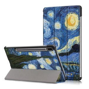 Case Samsung Galaxy Tab S7 FE # Pre- Order * เคส 3- พับ ปกหนัง PU พิมพ์ลายสไตล์เรียบหรู ฟังก์ชันปลุกและนอนหลับอัจฉริยะ ประหยัดพลังงาน *