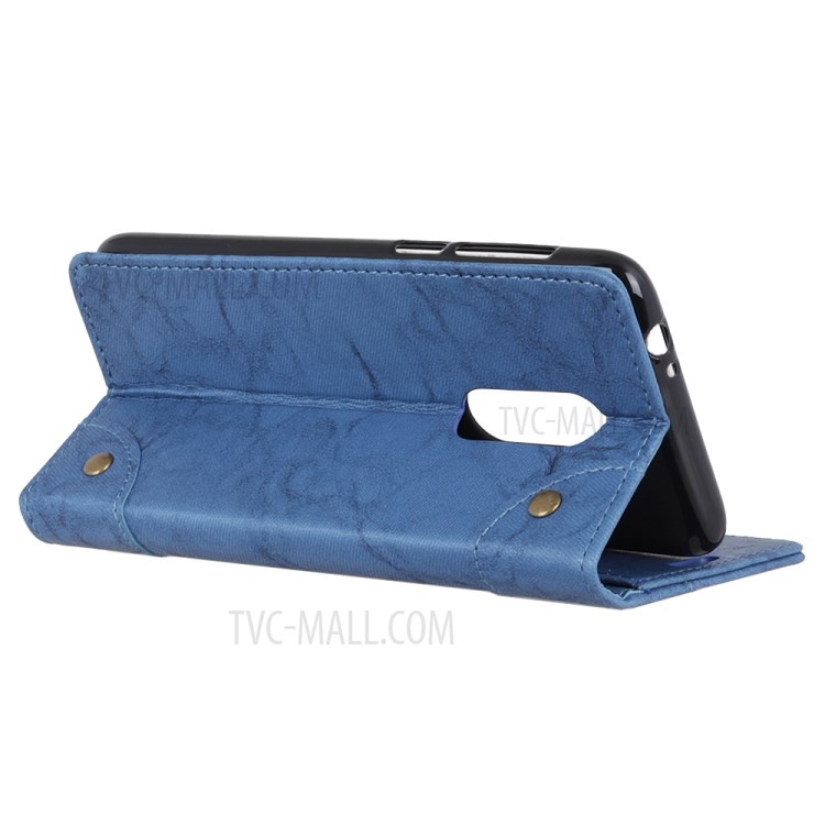 Case Nokia 6.1 Plus / Pre-order * กระเป๋าสตางค์หนังสไตล์วินเทจ ตกแต่งด้วยกระดุมทองเหลือง *