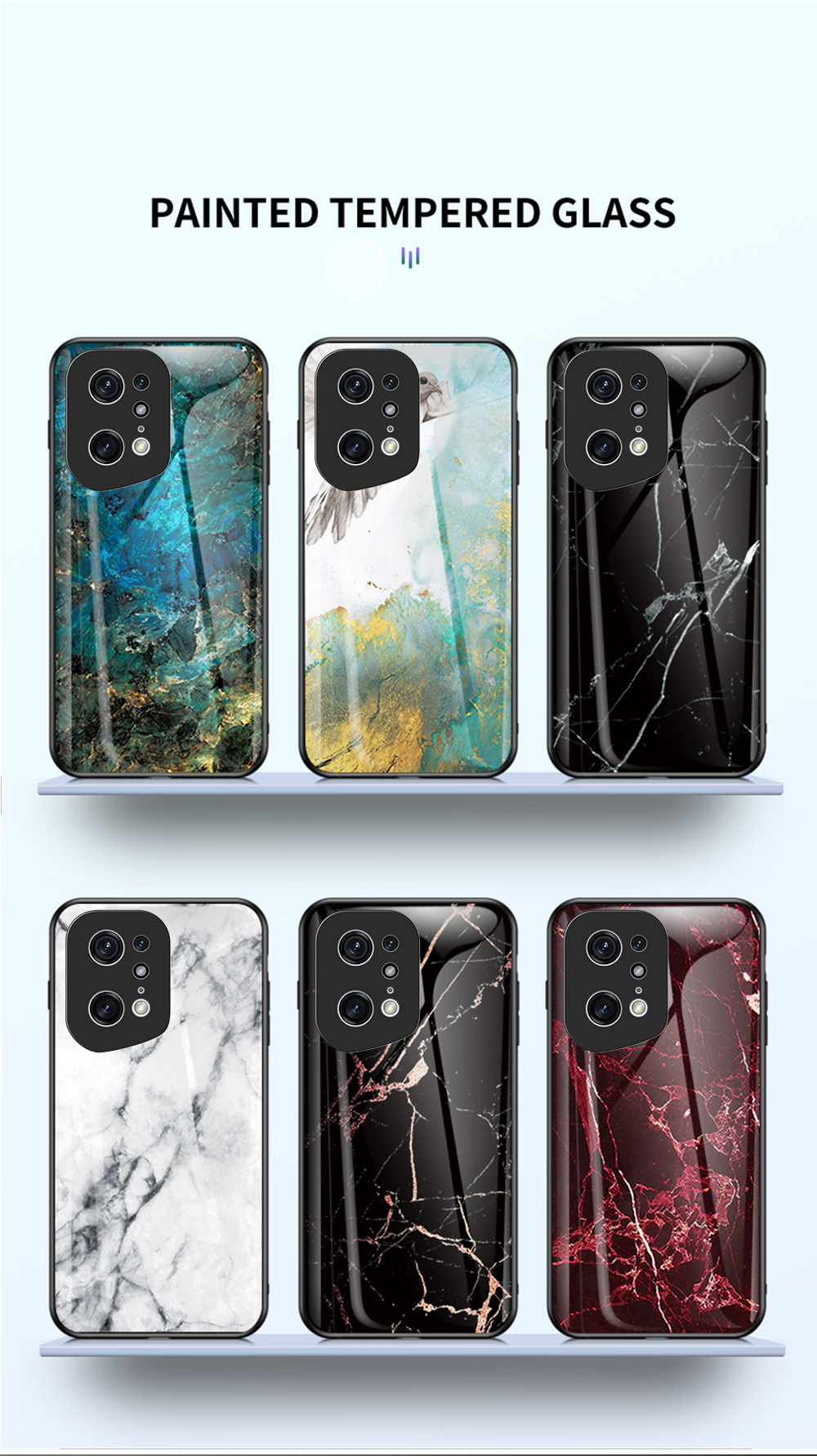 Case OPPO Find X5 Pro # Pre-Order * เคสลายหินอ่อนเคสโทรศัพท์มือถือกระจกเทมเปอร์ + พีซีกลับกรอบ TPU ฝาครอบป้องกันการตกกระแทก *