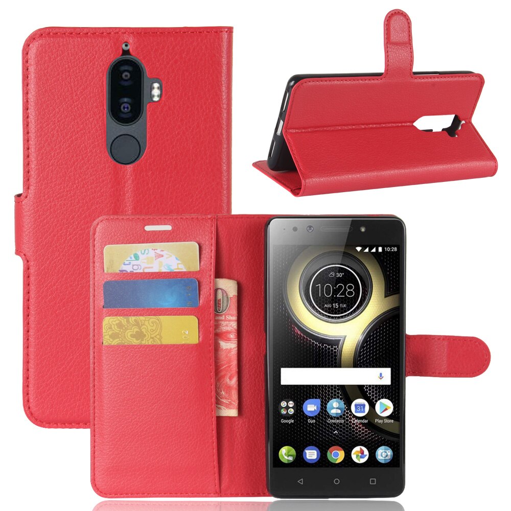 Case Lenovo K8 Note / Pre-order * เคสผิวลิ้นจี่ สไตล์กระเป๋าสตางค์: 3 ช่องเสียบการ์ด 1 + กระเป๋าเงิน *