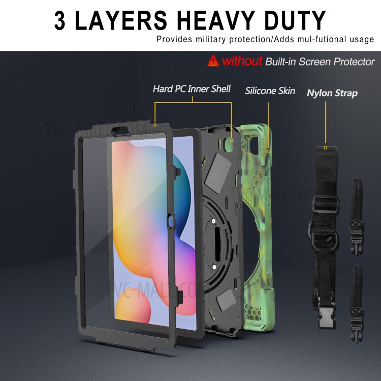 Case Samsung Galaxy Tab S6 Lite / Pre-Order * [X-Shape] PC + TPU ปกและสายคล้องไหล่หมุนได้ 360 องศา *