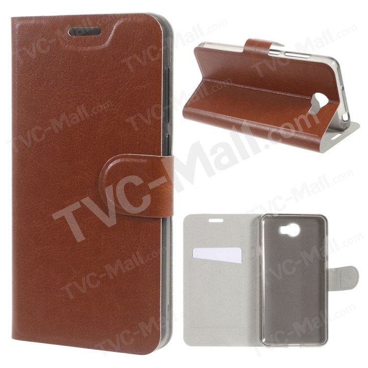 Case Huawei Y5ii / Pre-order * เคสผิวหนังม้า ฝาครอบด้านหน้าฝังด้วยแผ่นเหล็กป้องกันที่ดี *