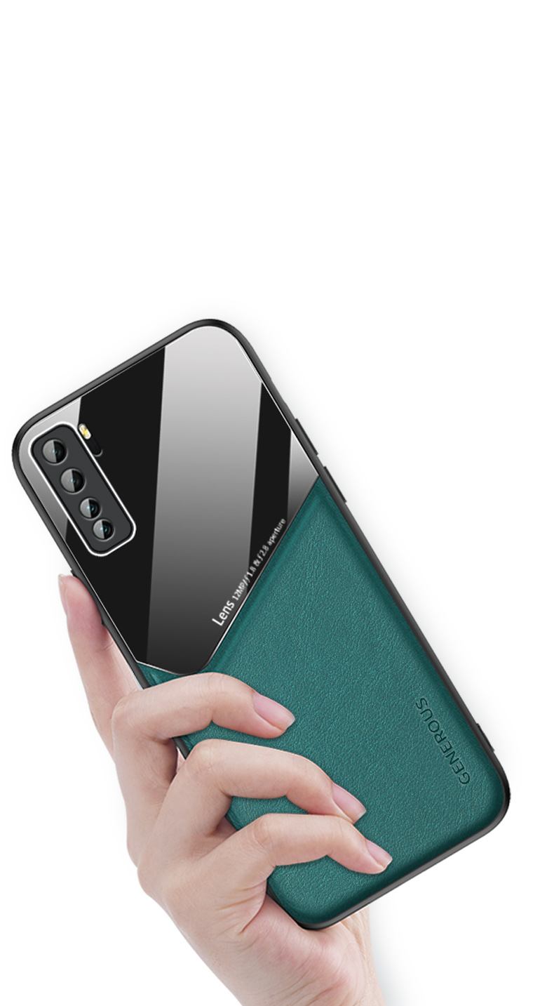 Case Huawei Nova 7 SE / Pre-order * Built-in แม่เหล็กโลหะแผ่นหนังเคลือบกระจก PC TPU Case *