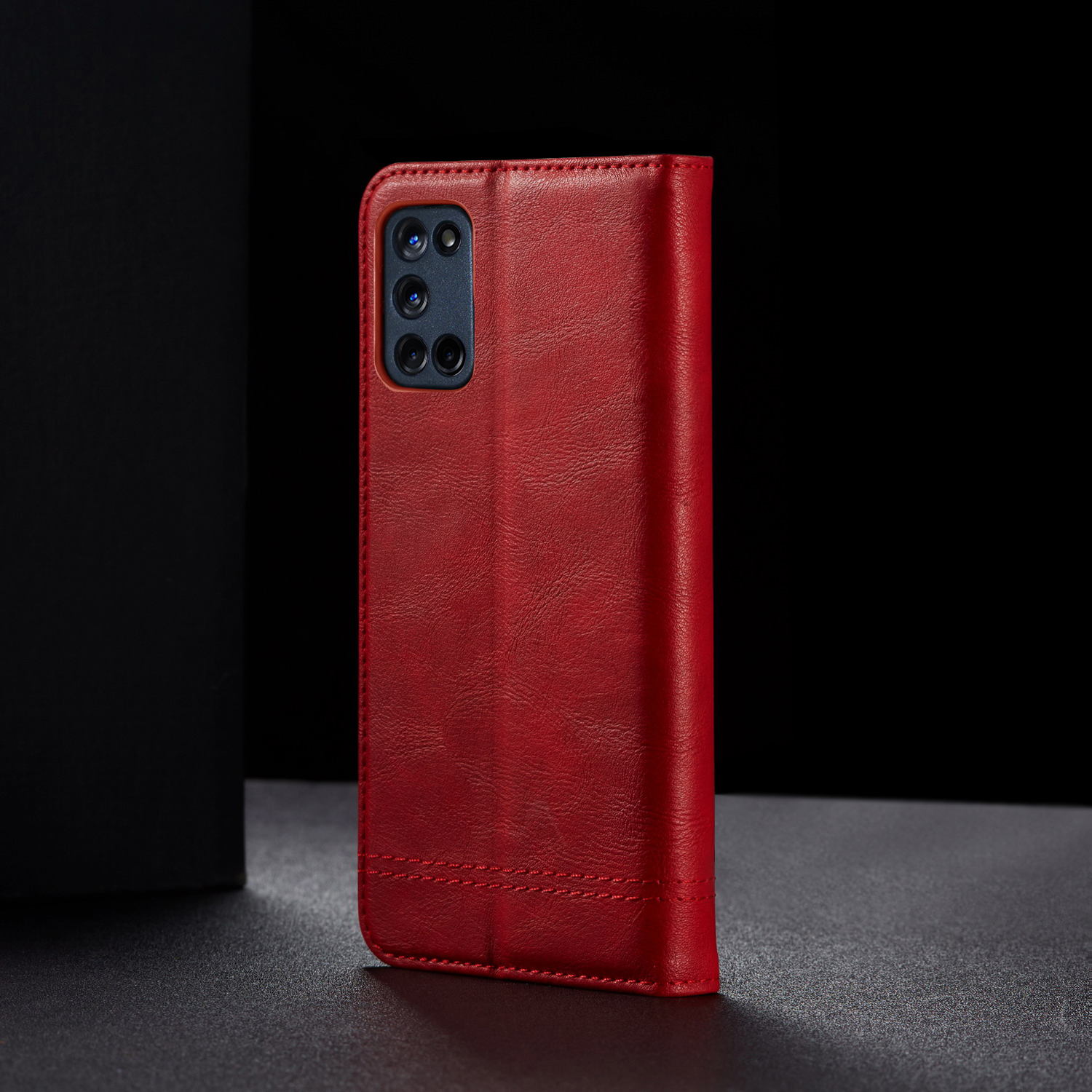 Case OPPO A92 / Pre-order * สไตล์ย้อนยุคม้ากระเป๋าสตางค์หนังยืนเนื้อม้า, เย็บแผลดีพร้อมหมุดทองย้อนยุคและสง่างาม *