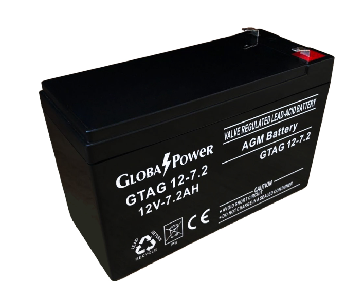 Global Power แบตเตอรี่ AGM ความจุ 7.2Ah แรงดัน 12V สำหรับ UPS ไฟฉุกเฉิน รถกอล์ฟ รถโฟล์คลิฟท์ รถขัดพื้น