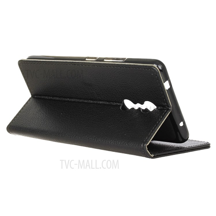 Case Lenovo K6 Note / Pre-order * เคสกระเป๋าสตางค์หนังลิ้นจี่ - ดำ *