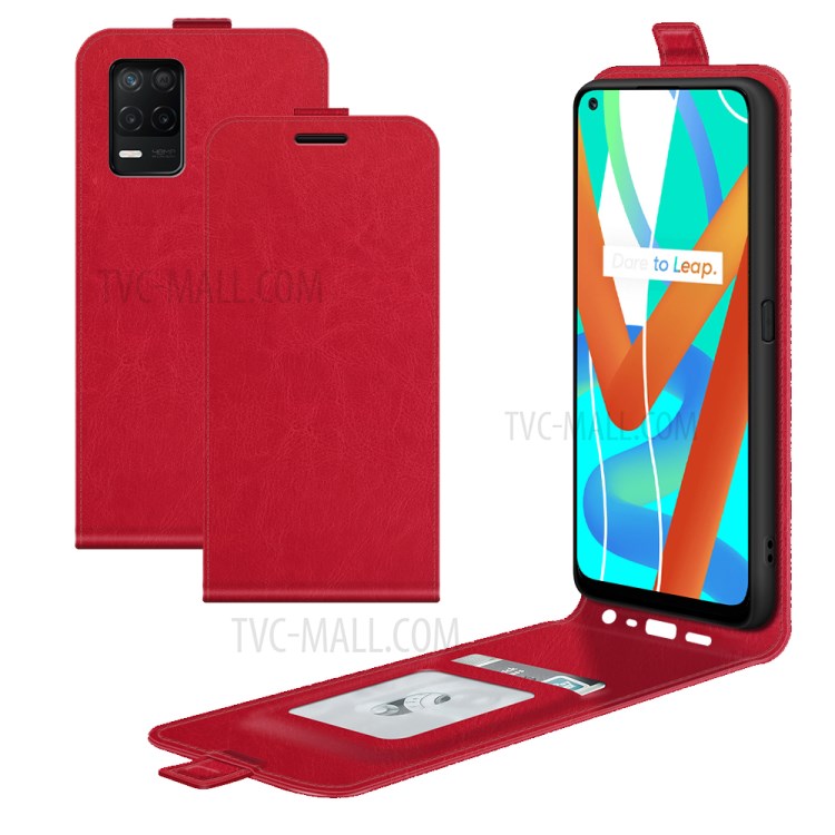 Case Realme 8 5G # Pre-Order * เคส Crazy Horse Texture เนื้อม้า ดีไซน์พลิกแนวตั้ง *