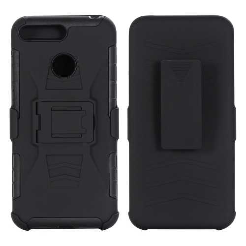 Case Huawei Y9 / Pre-order * เคสพีซี + ซิลิโคนกลับคลิปเลื่อนปลอกป้องกันเคส (สีดำ) *