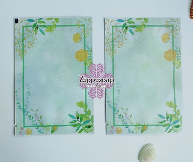 ซองใส่สบู่ลายใบไม้กุหลาบเหลือง ขนาดใช้จริง 8.5*14 cm. 50 ชิ้น 006003
