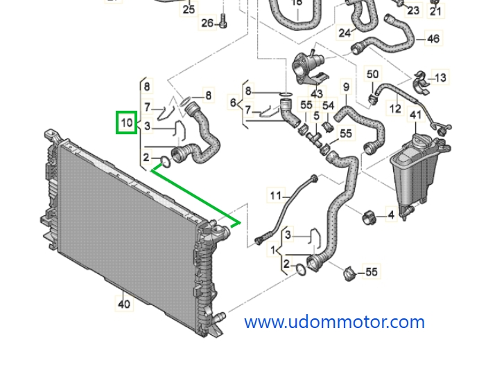 AUDI ท่อยางหม้อน้ำ AUDI Q5 (ท่อนบน) / ยี่ห้อ BAPMIC / 8R0121101 8RD121101