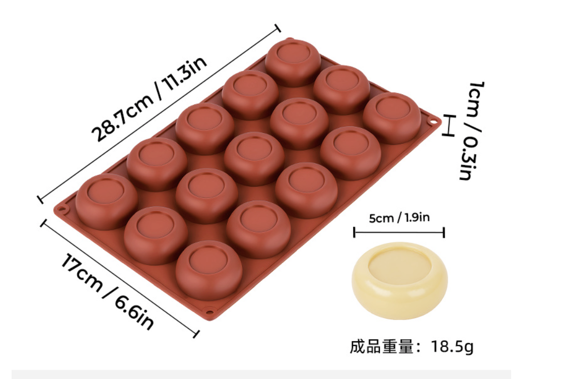 แม่พิมพ์ซิลิโคนวงกลมมีขอบ 5*1.9 cm 28-30g 005091
