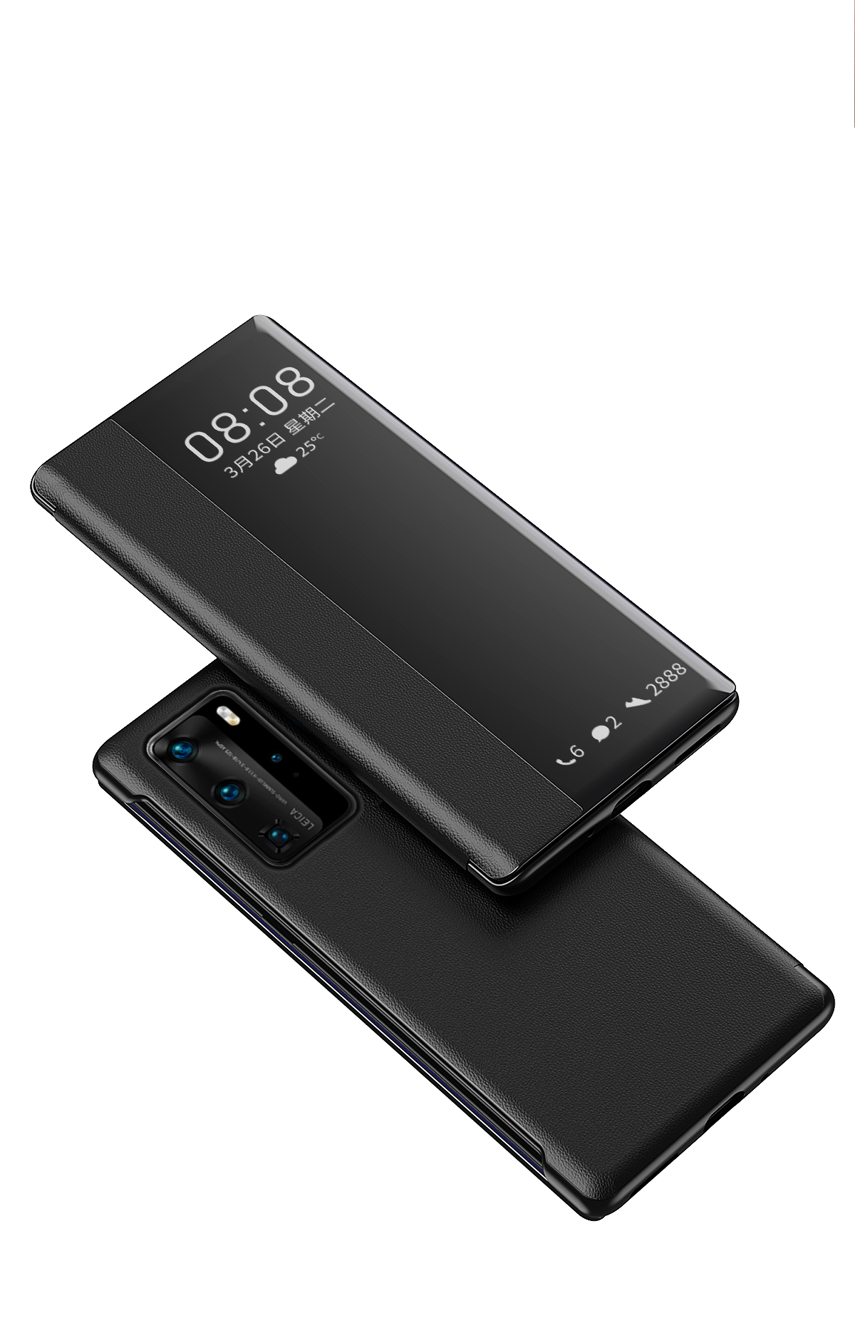 Case Huawei P40 Pro / Pre-order * เคสView Window Flip Leather Cover ทำจากวัสดุหนัง PC + PU หน้าต่างโปร่งแสงเพื่อการดูข้อมูลที่ง่าย *