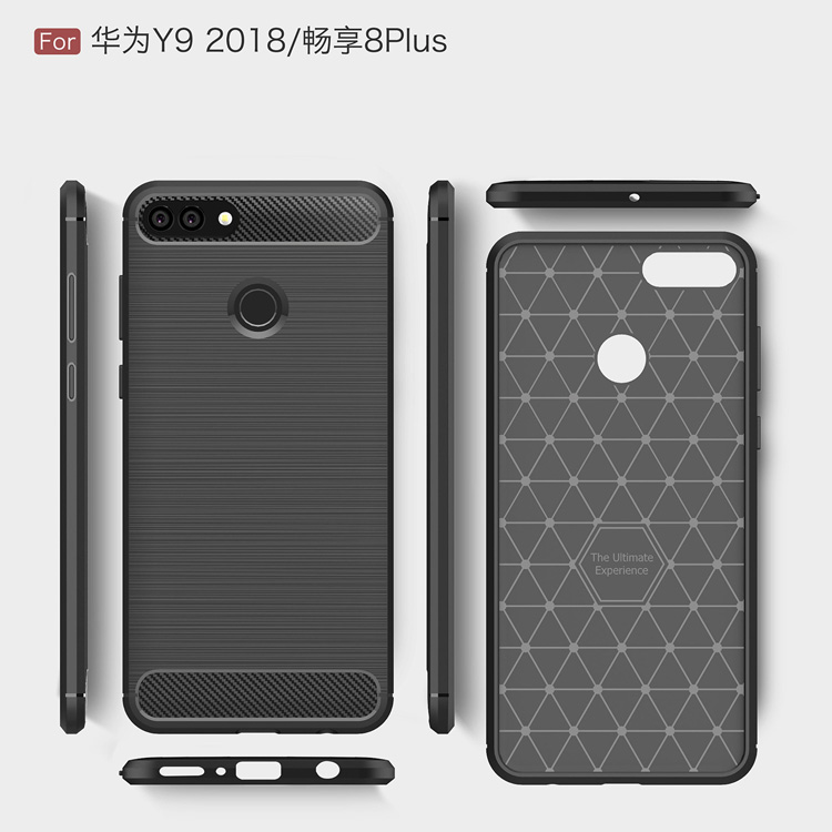 Case Huawei Y9 2018 / พร้อมส่ง * คาร์บอนไฟเบอร์ Brushed TPU คุณภาพสูงปลอดสารพิษและทนทาน *