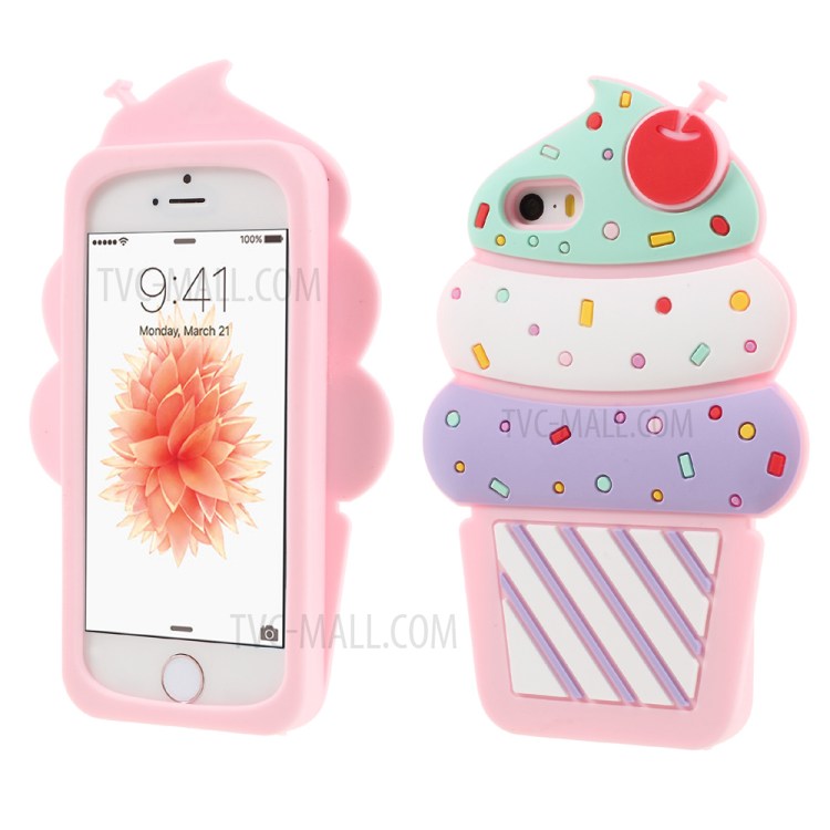 Case iPhone 5, 5s / Pre-Order * 3D เชอร์รี่ไอศครีมเคสซิลิโคน แสดงรูปแบบที่สดใส *