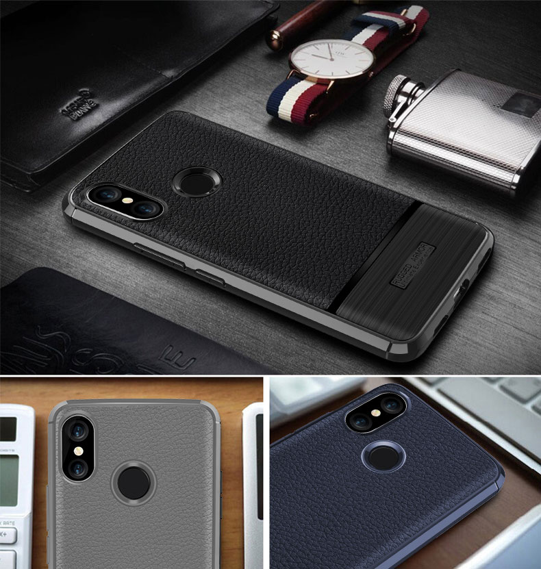Case Xiaomi Mi Max 3 / Pre-Order * พื้นผิวลิ้นจี่และแปรงพื้นผิวป้องกันการลื่นและป้องกันลายนิ้วมือ *