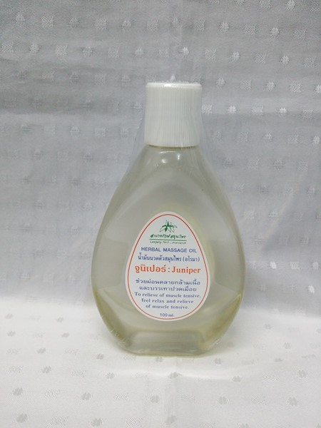 น้ำมัน "นวดตัวสมุนไพร อโรมา กลิ่นจูนิเปอร์(Juniper)" บรรจุขวดๆ ละ 100 ml.