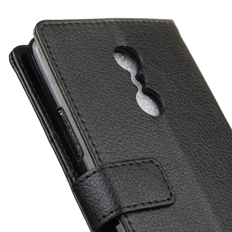 Case Lenovo K6 Note / Pre-order * เคสกระเป๋าสตางค์หนังลิ้นจี่ - ดำ *