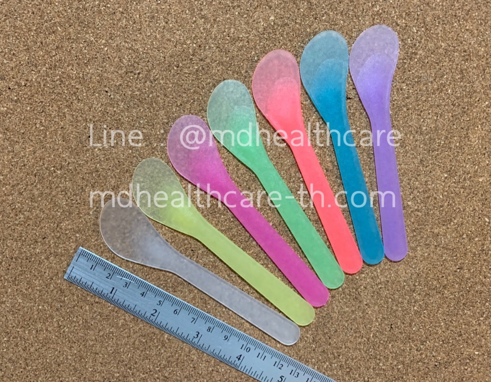 ขายส่ง 100ชิ้นไม้พายพลาสติก ไม้พายปาดครีม ขนาด12.5*2.5cm.