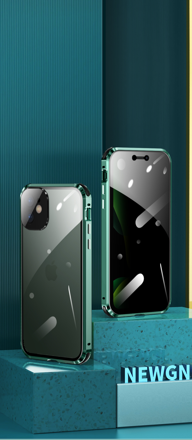 Case iPhone 11 # Pre-order * เคสล็อคการติดตั้งกรอบโลหะ + กระจกนิรภัยสองด้าน + ฝาครอบเลนส์ Anti-peep Cover *
