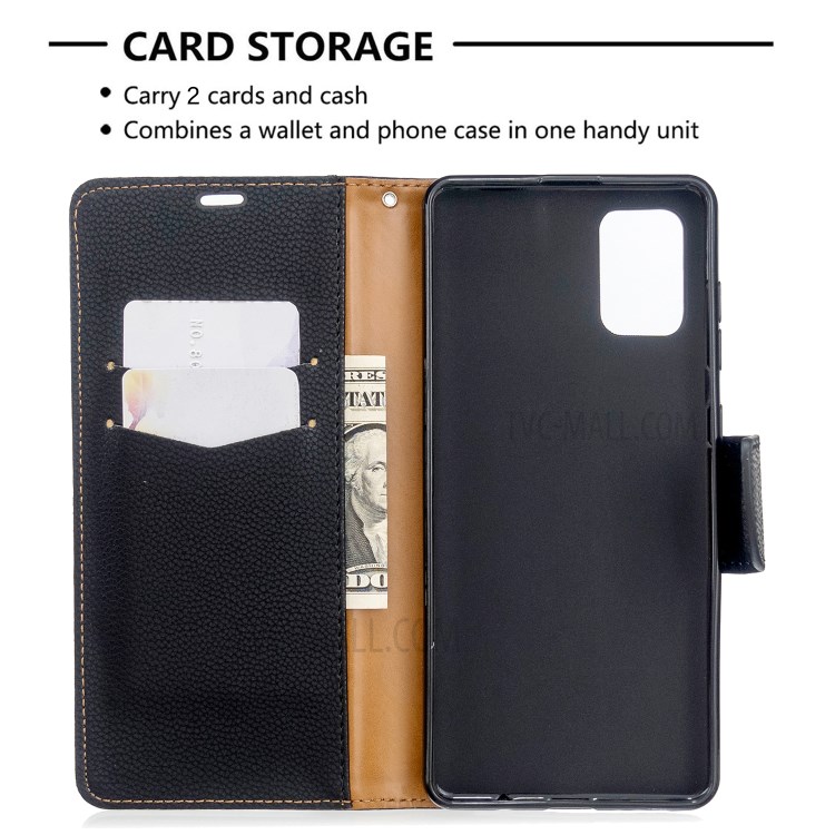 Case Samsung Galaxy A71 / Pre-order * เคสผิวหนังลิ้นจี่พร้อมสายคล้องมือ สไตล์กระเป๋า: 2 ช่องเสียบการ์ด + กระเป๋าเงินสด 1 *