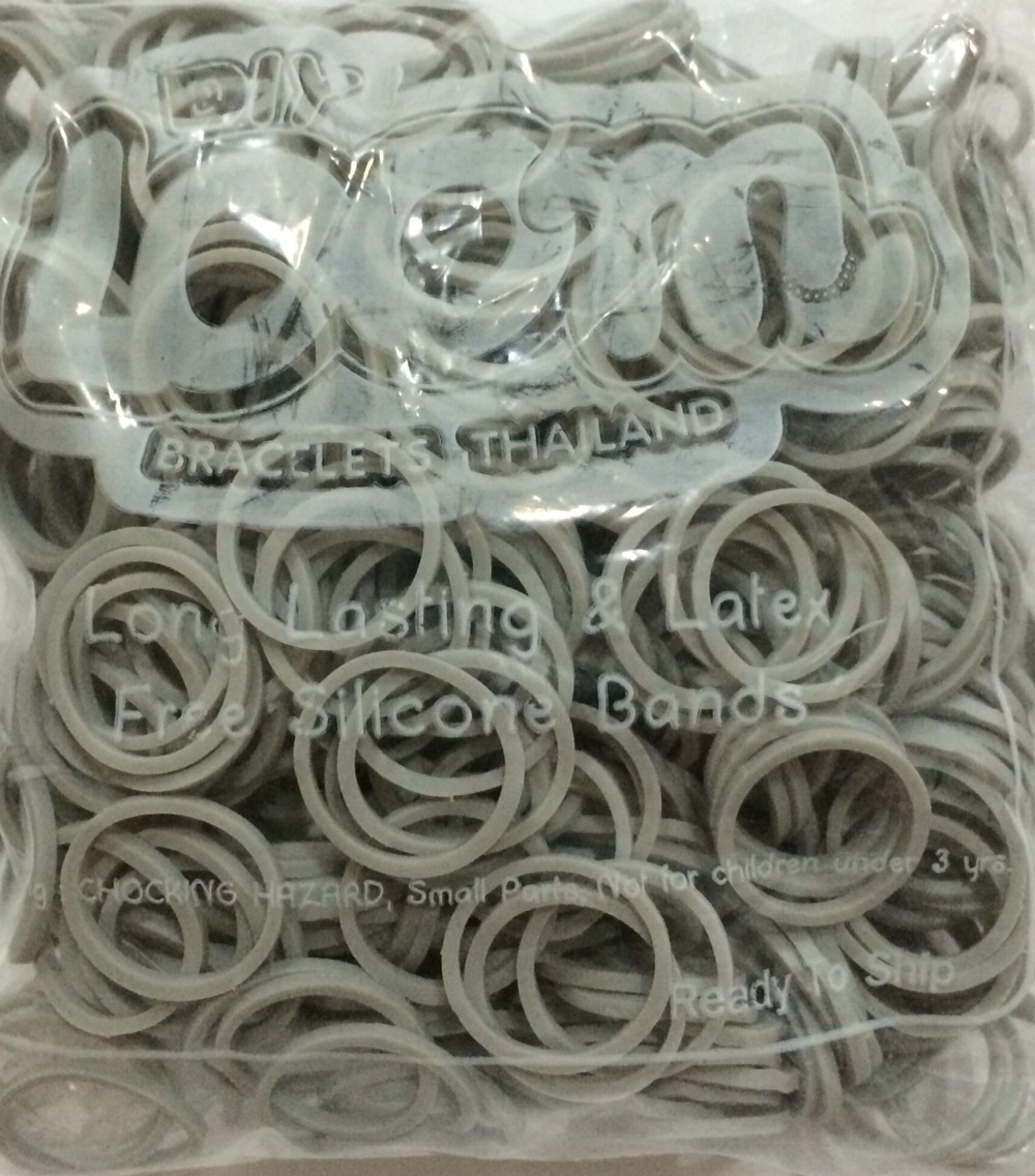 100% Silicone Loom Bands สีเทาพาสเทล 600 เส้น ( # 24 )