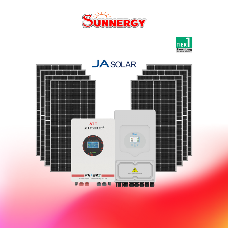 ชุดโซลาร์เซลล์ระบบไฮบริด DEYE ขนาด 5KW 1PH พร้อมแบตเตอรี่ ATE 51.2V 100Ah