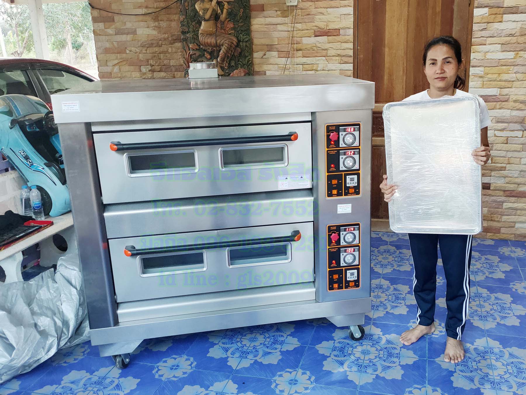 เตาอบขนมแก๊สควบคุมด้วยไฟฟ้า4ถาดใหญ่