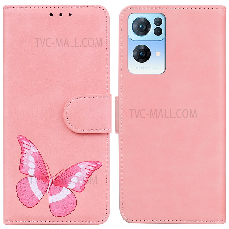 Case OPPO Reno7 Pro 5G # Pre-Order * เคสรูปแบบผีเสื้อการพิมพ์พลิกกระเป๋าสตางค์หนัง PU เคสน่ารักขาตั้งกันกระแทก TPU *
