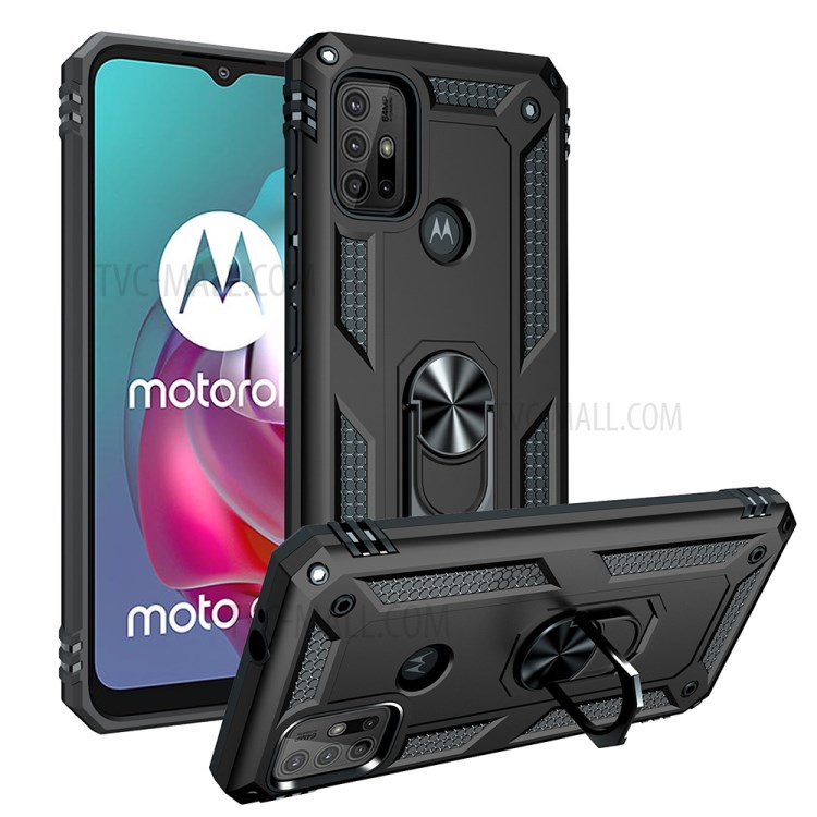 Case Motorola Moto G30 # Pre-Order * เคสกันกระแทก PC+TPU Phone Case พร้อมแผ่นโลหะแม่เหล็กและขาตั้ง *
