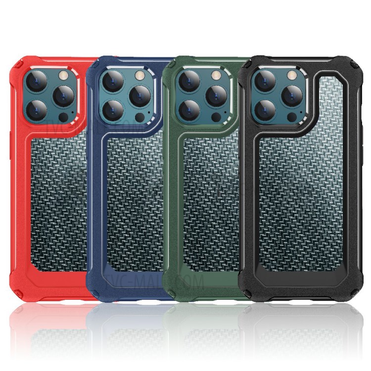 Case iPhone 13 Pro Max # Pre-Order * เคสกันกระแทก 2-in-1 Hybrid Hard PC กันชน TPU แบบยืดหยุ่นคาร์บอนไฟเบอร์ Texture *