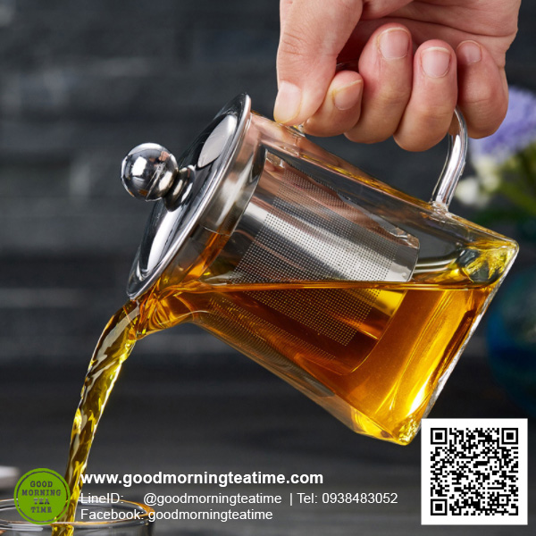 350ml Heat Resistant Clear Glass Teapot Stainless Steel Infuser
