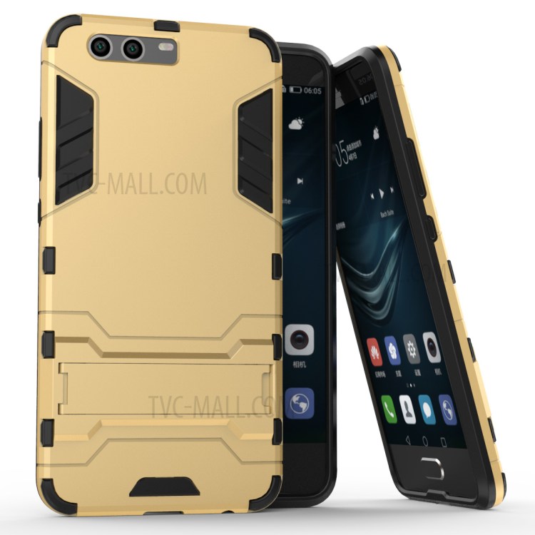 Case Huawei P10 Plus / พร้อมส่ง * เคสพลาสติกไฮบริด + วัสดุ TPU พร้อมขาตั้ง - สีเทา *