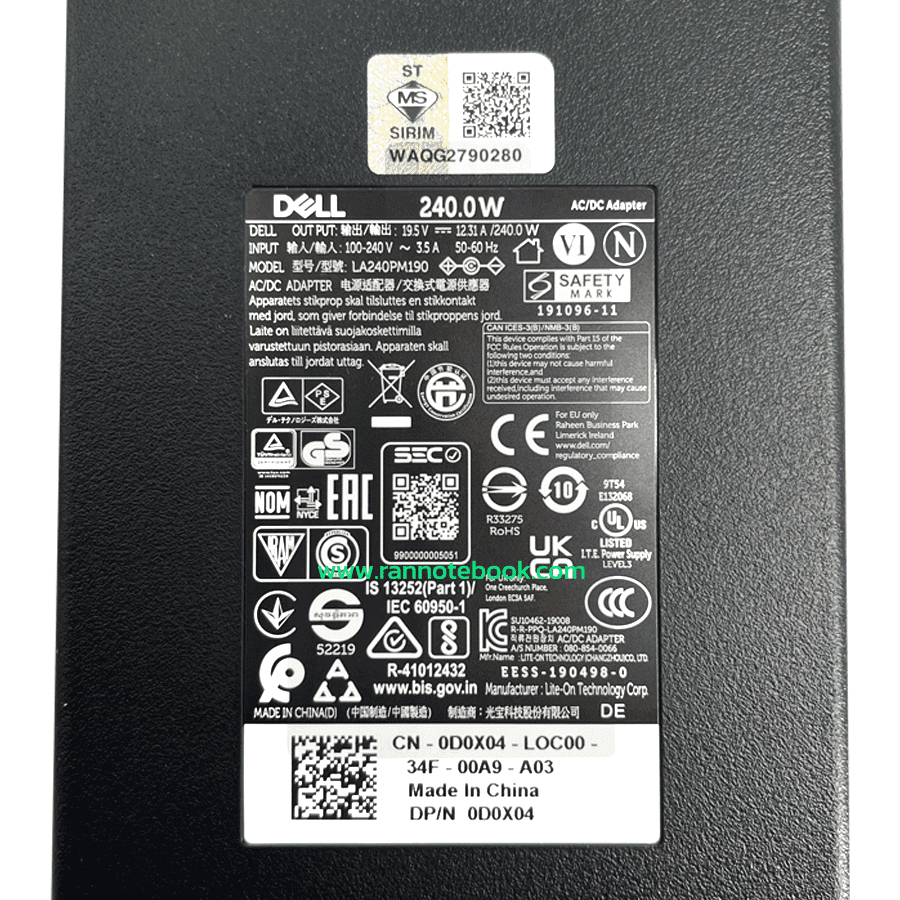 Adapter Dell Precision M6600 M6700 M6800 สายชาร์จ แท้ศูนย์ Dell