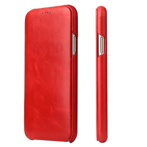 Case iPhone X, iPhone XS # Pre-Order * Fierre Shann ธุรกิจซองหนังแท้พลิกแนวนอนแม่เหล็ก *