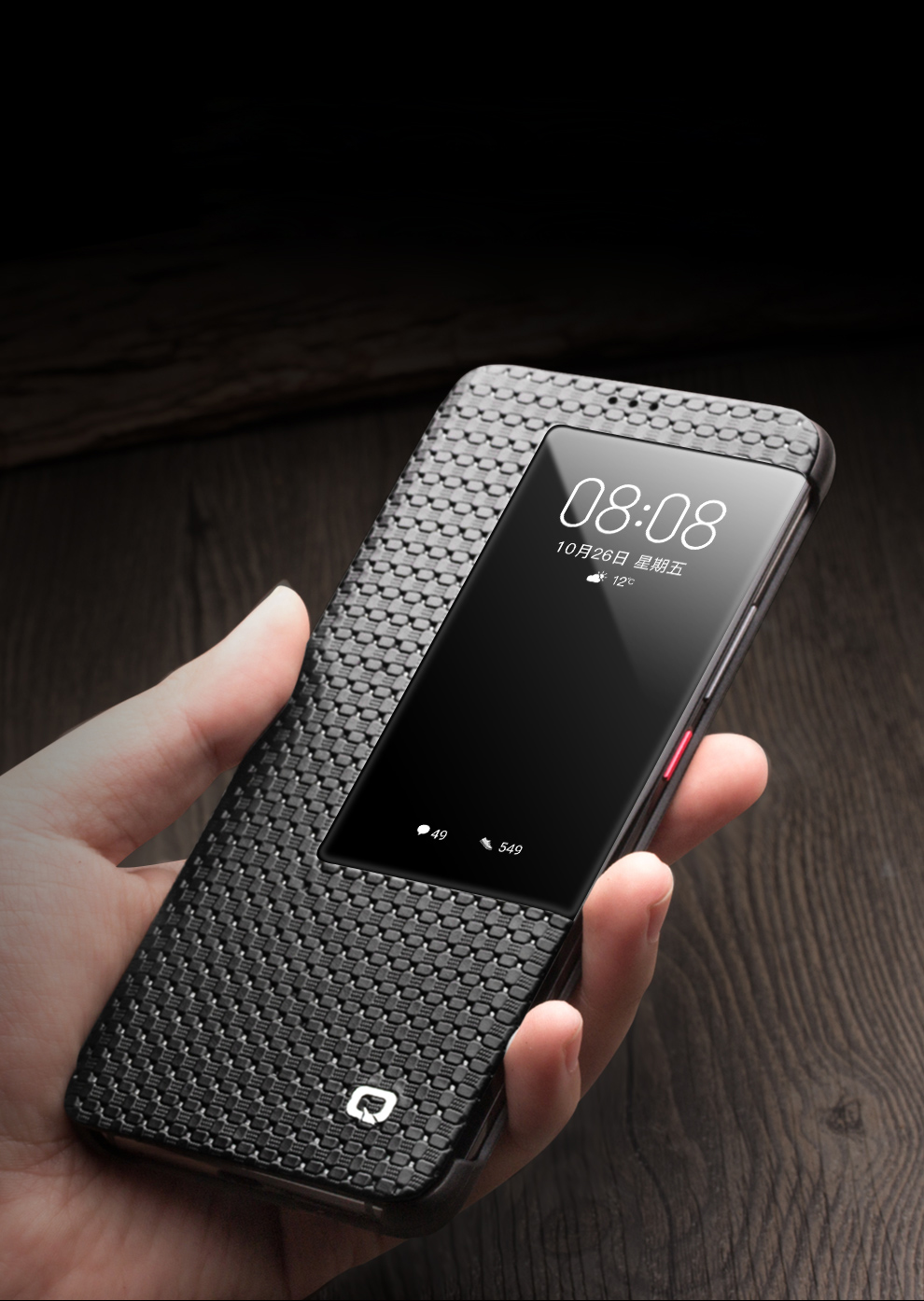 Case Huawei Mate 20 / Pre-order * QIALINO ลายตาราง หนังวัวแท้คุณภาพเยี่ยม รองรับฟังก์ชั่นสมาร์ทปลุก / นอนหลับ *