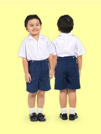 เสื้อนักเรียนตราสมอ อนุบาลคอฮาวาย ผ่าตลอด