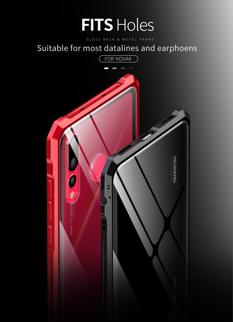 Case Huawei Nova 4 / Pre-Order * เคสอลูมิเนียมโลหะกรอบ + กระจกนิรภัยด้านหลัง *