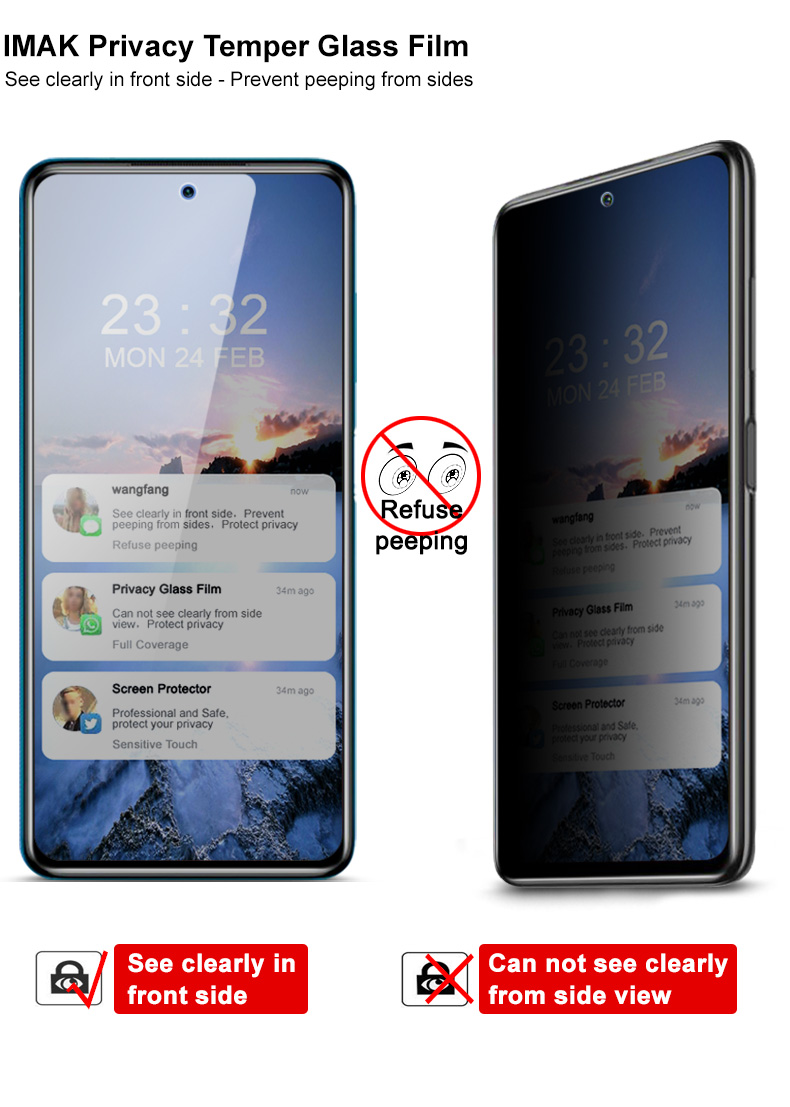 กระจกกันรอย Xiaomi Poco X3 Pro / X3 / X3 NFC # Pre-Order * IMAK 9H ความแข็ง Anti-peep กระจกนิรภัยป้องกันรอยขีดข่วนสูง *