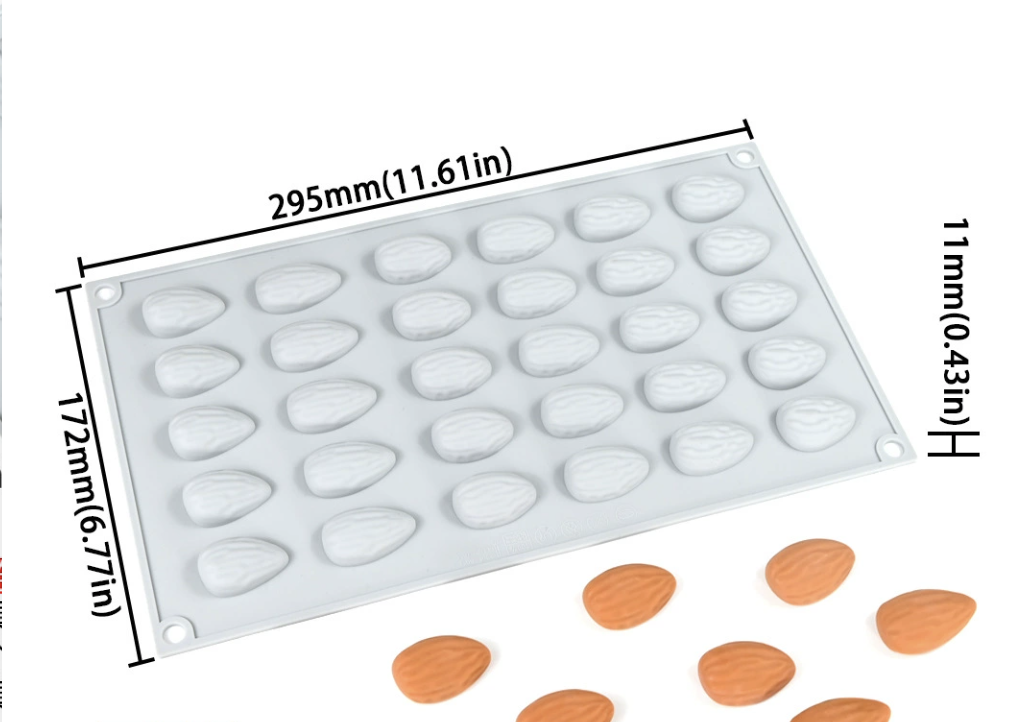 แม่พิมพ์ซิลิโคน อัลมอนด์ Almond 2*3.5*1 cm 3g 005253