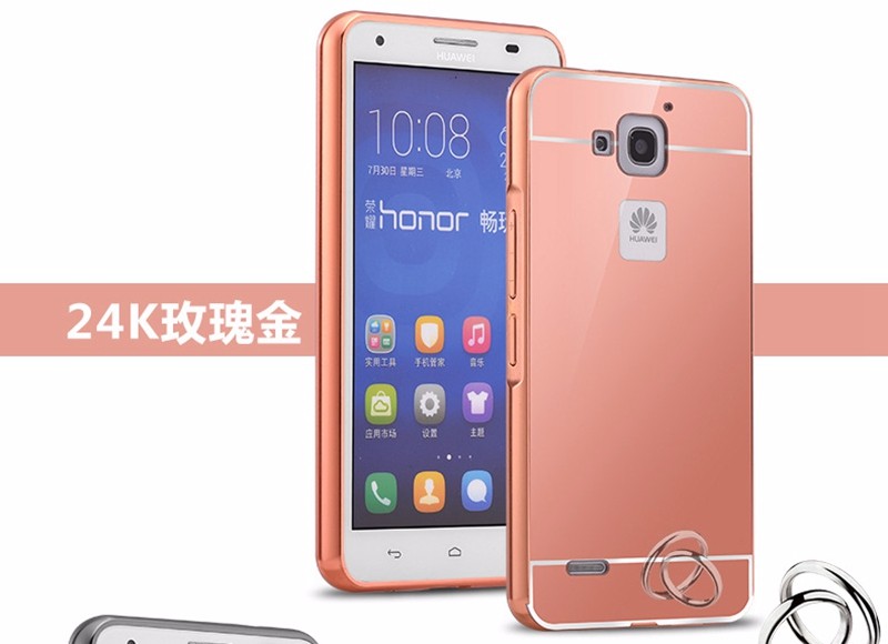 Case Huawei Y3ii / Pre-order * Bumpers 2in1 แกร่งกันชนโลหะ + พลาสติกแผ่นหลังเงาเหมือนกระจก *